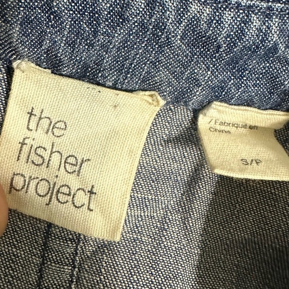 Eileen Fisher Blue Chambray Denim Asymmetrical Long Sleeve Shirt - Picture 10 of 14